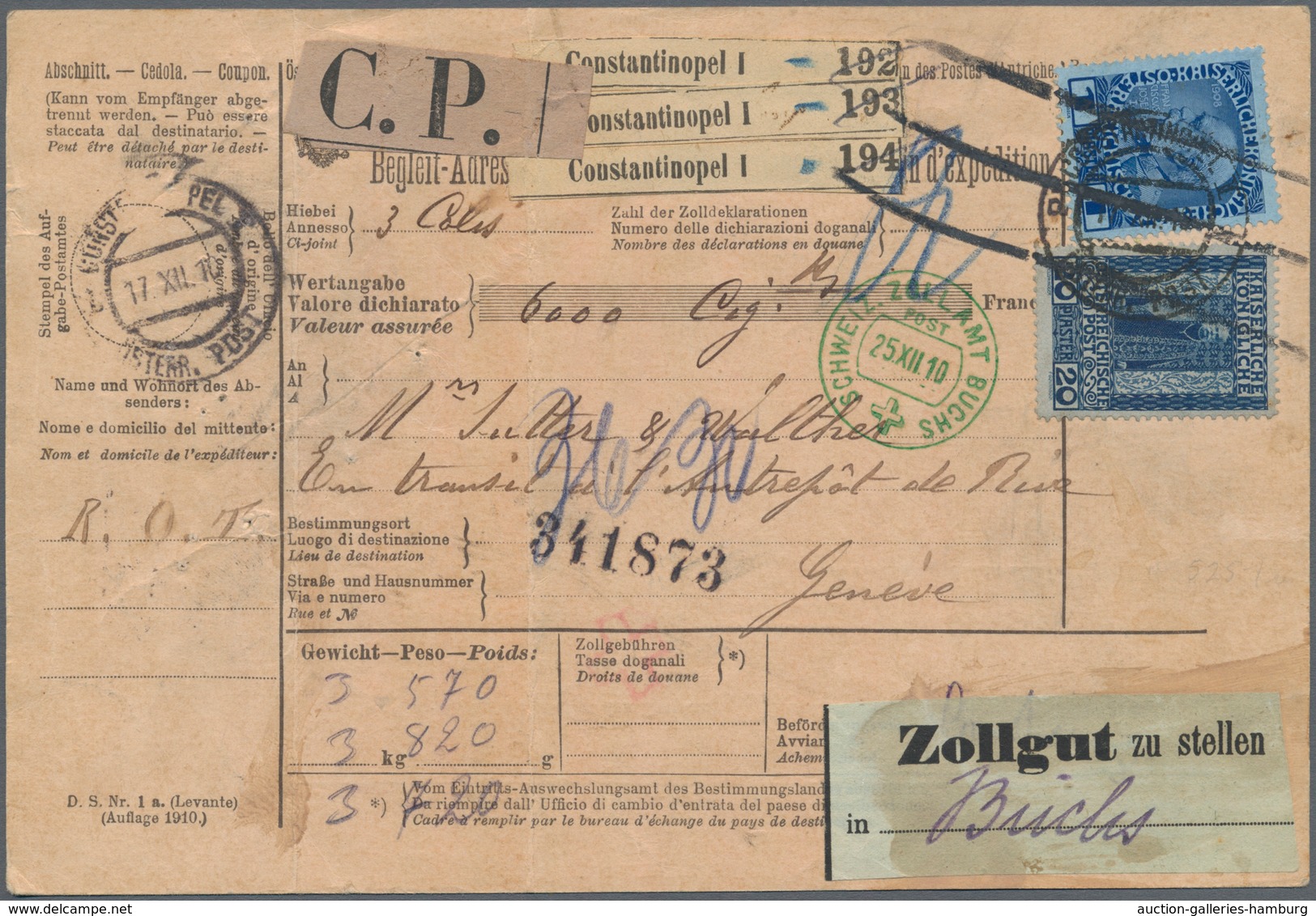 Österreichische Post In Der Levante: 1908, 1 Pia Dkl'blau A. Hellblau Und 20 Pia Dkl'blau A. Grau, M - Levant Autrichien