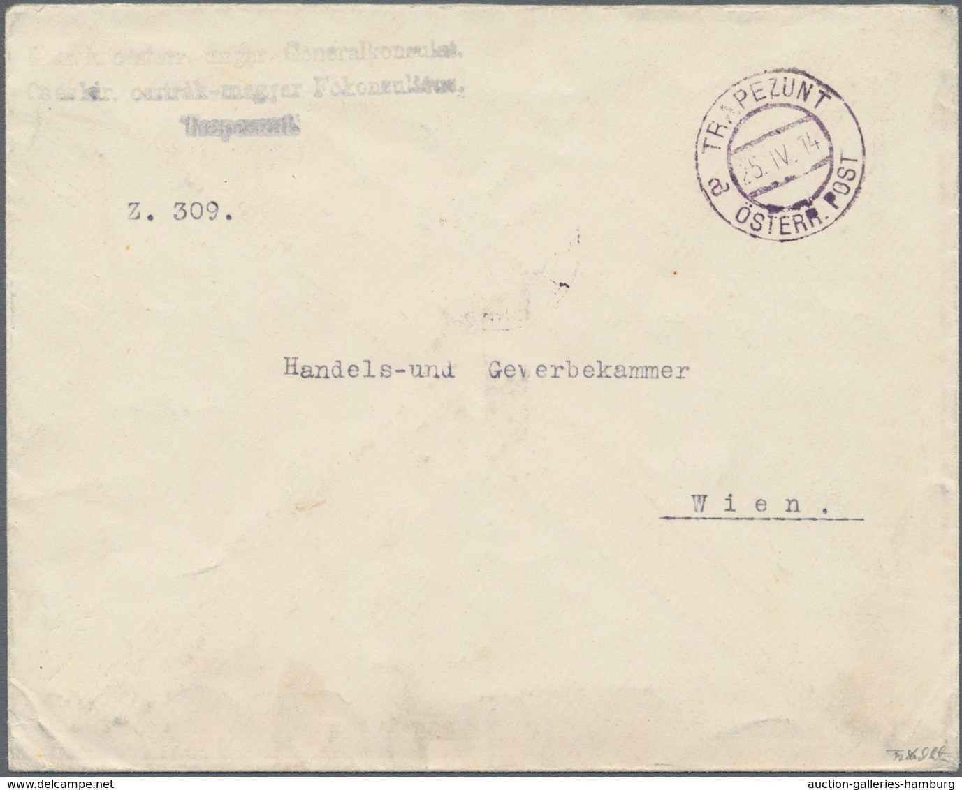 Österreichische Post In Der Levante: 1914, Österreich, 25 Heller Ultramarin Als FREMDVERWENDUNG In D - Oriente Austriaco