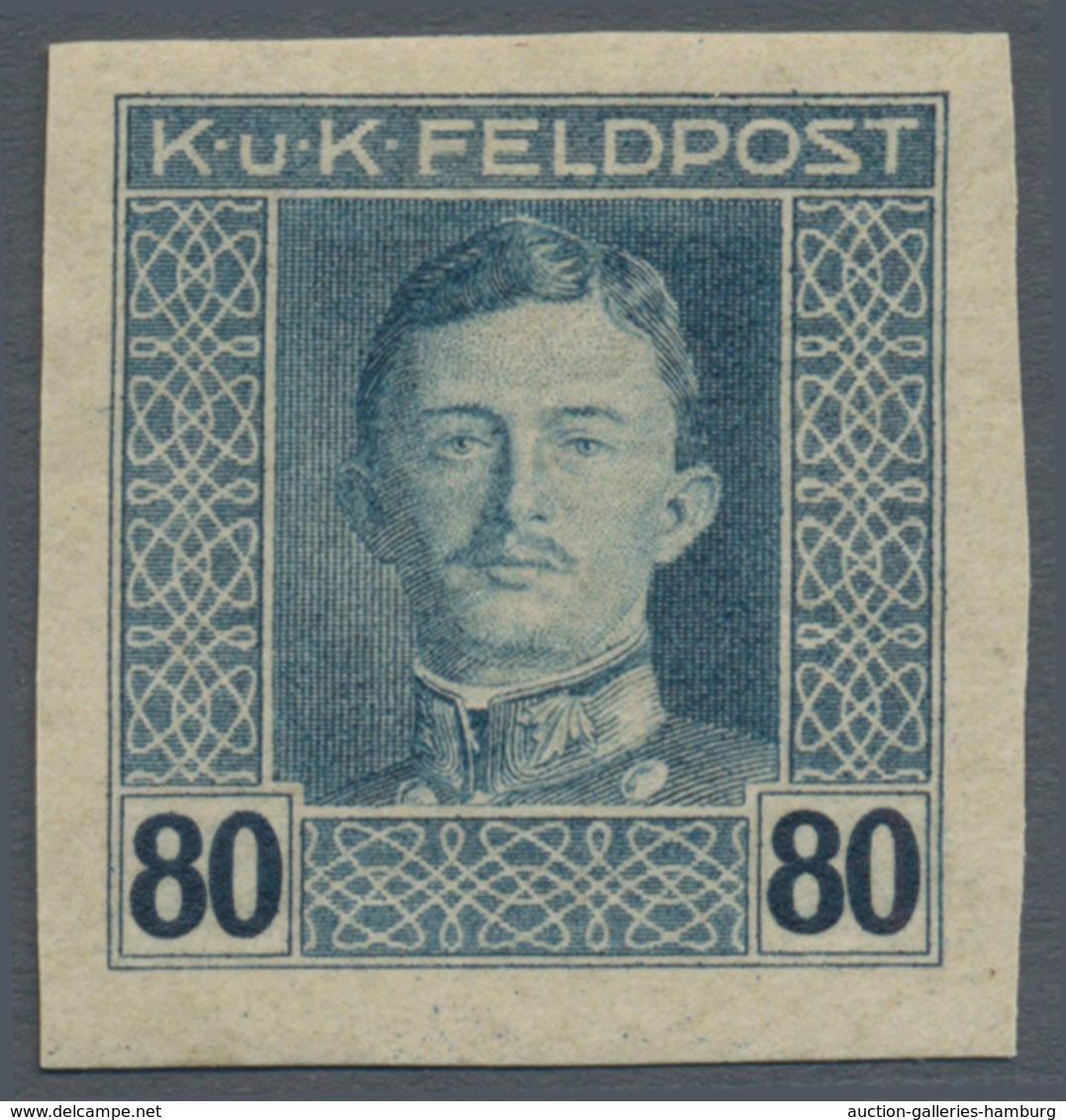 Österreichisch-Ungarische Feldpost - Allgemeine Ausgabe: 1915, 1 H - 10 K Kaiser Karl UNGEZÄHNT, kom