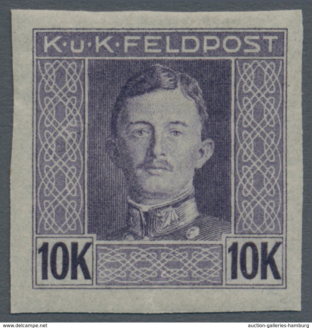 Österreichisch-Ungarische Feldpost - Allgemeine Ausgabe: 1915, 1 H - 10 K Kaiser Karl UNGEZÄHNT, kom