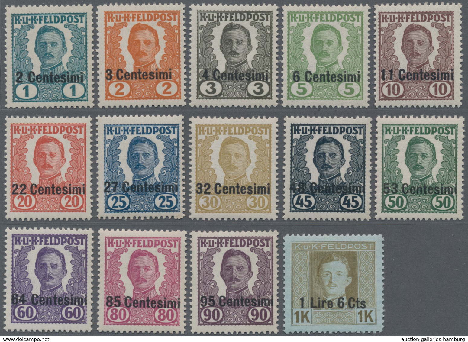 Österreichisch-Ungarische Feldpost - Italien: 1918, Nicht Verausgabt, Komplette Serie Von 14 Werten, - Sonstige & Ohne Zuordnung