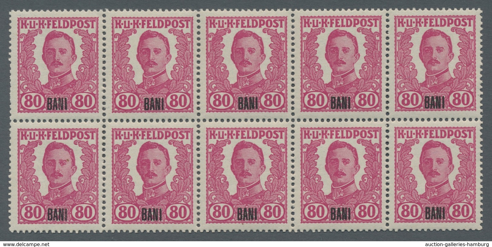 Österreichisch-Ungarische Feldpost - Rumänien: 1918, Karl I, 80 Heller Mit Aufdruck BANI, Waagerecht - Other & Unclassified