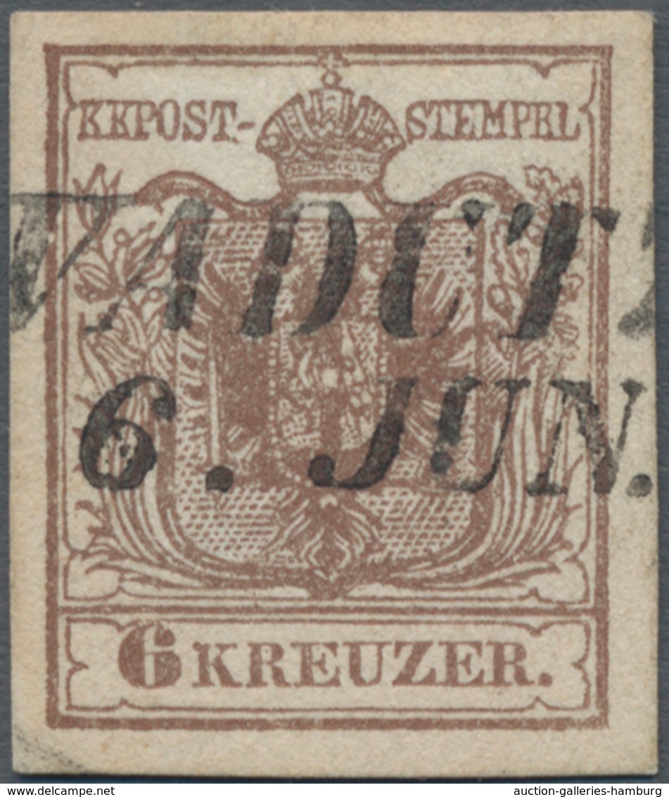 Österreich - Verwendung In Liechtenstein: 1850/54, 6 Kr. Braun Mit L2 VADUT(Z), Kab.stück, Lt. FA Re - Otros & Sin Clasificación