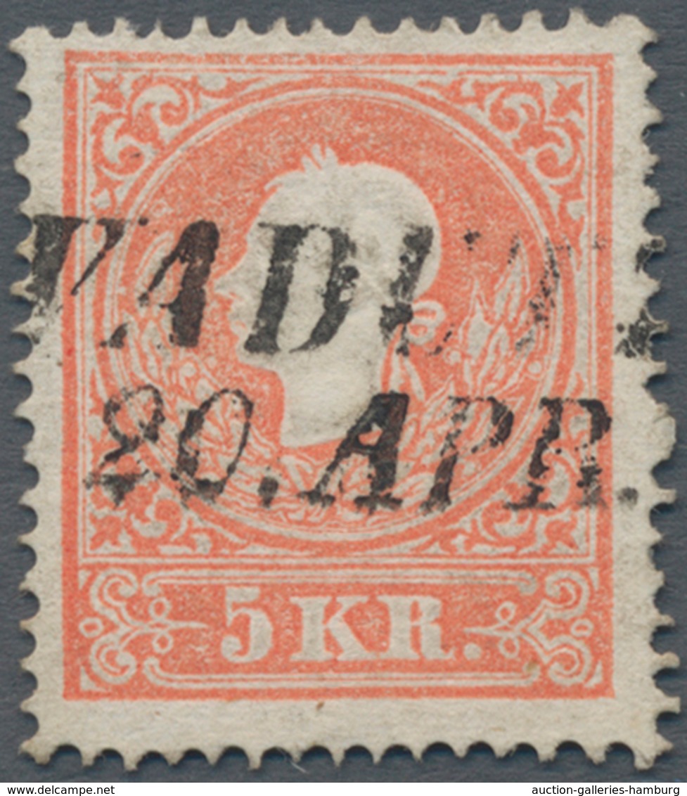 Österreich - Verwendung In Liechtenstein: 1858, 5 Kr. Rot Kaiserkopf Nach Links Mit L2 VADUTZ, Kab.s - Andere & Zonder Classificatie