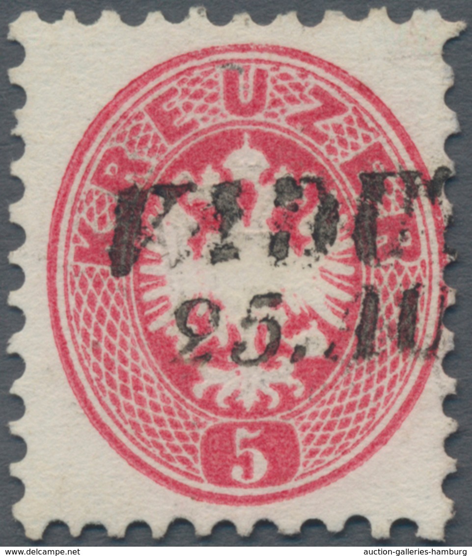 Österreich - Verwendung In Liechtenstein: 1863, 5 Kr. Rosa Doppeladler Gez. 9 1/2 Mit L2 VADUTZ, Kab - Other & Unclassified