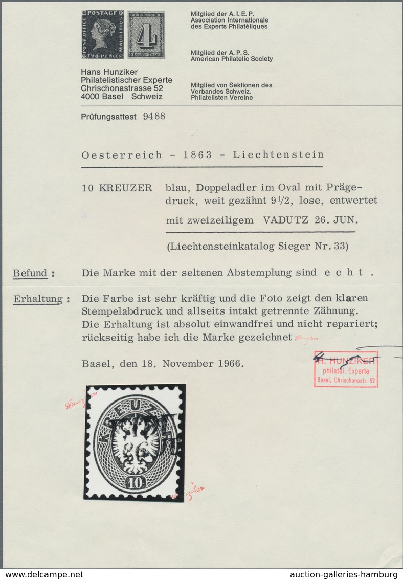 Österreich - Verwendung In Liechtenstein: 1863, 10 Kr. Blau Doppeladler Mit L2 VADUTZ, Kab.stück, Lt - Otros & Sin Clasificación