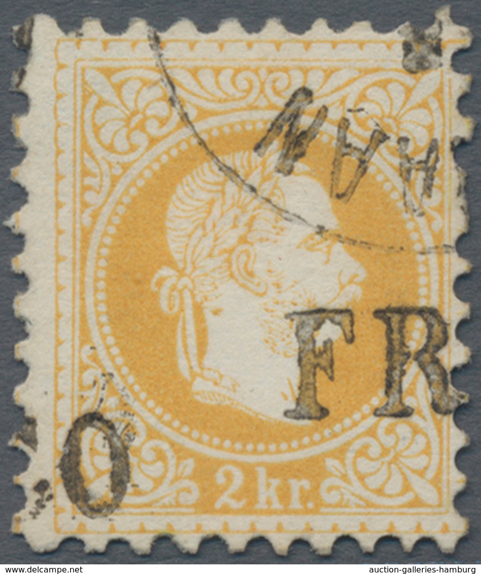 Österreich - Verwendung In Liechtenstein: 1867, 2 Kr. Gelb Kaiserkopf, Feiner Druck Mit U.a. Zwei Te - Autres & Non Classés