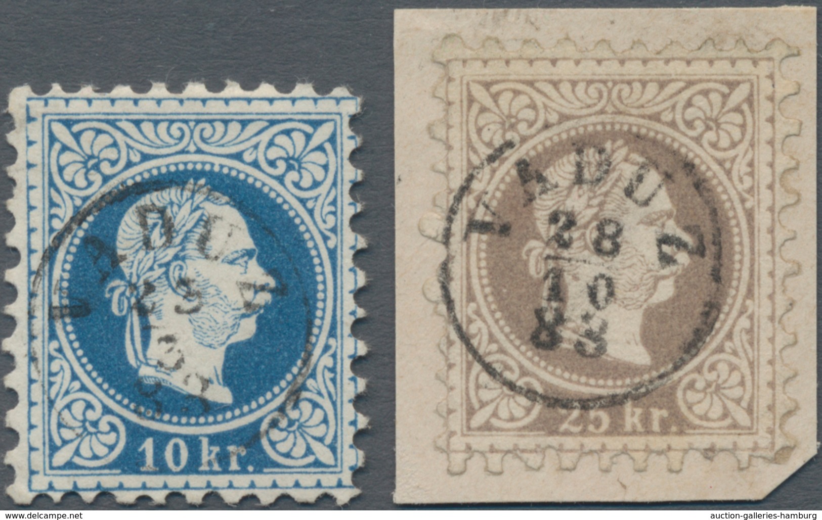 Österreich - Verwendung In Liechtenstein: 1899, 10 Kr. Kaiserkopf Kab.stück Und 25 Kr. Auf Pra.brief - Andere & Zonder Classificatie