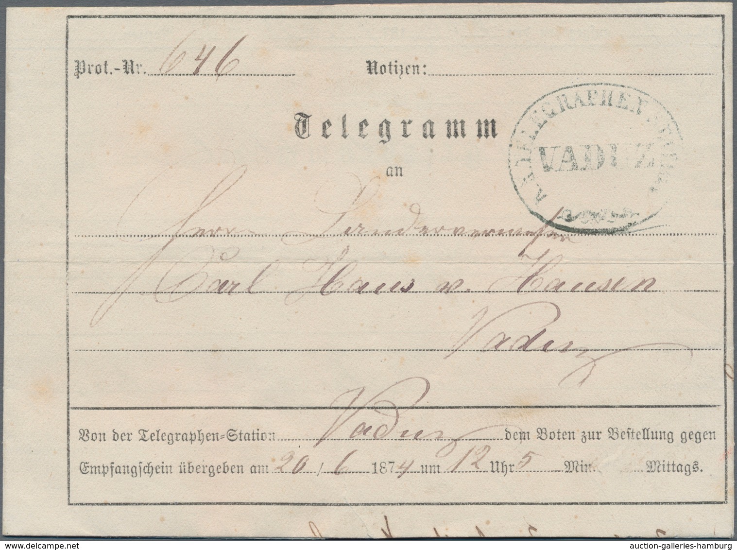 Österreich - Verwendung In Liechtenstein: 1874, Telegramm-Umschlag Der K.k.österreichischen Post (Ei - Other & Unclassified