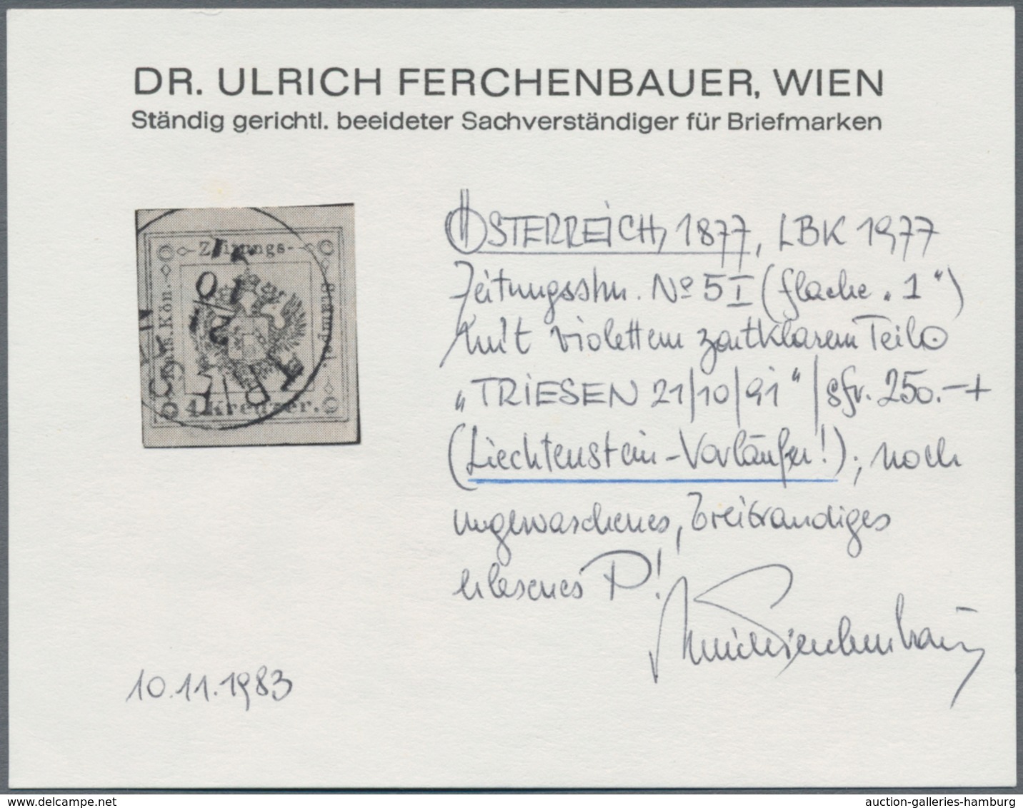 Österreich - Verwendung In Liechtenstein: 1877, Zeitungsstempelmarken 1 U. 2 Kr. Kl. Krone Gr. Wappe - Other & Unclassified