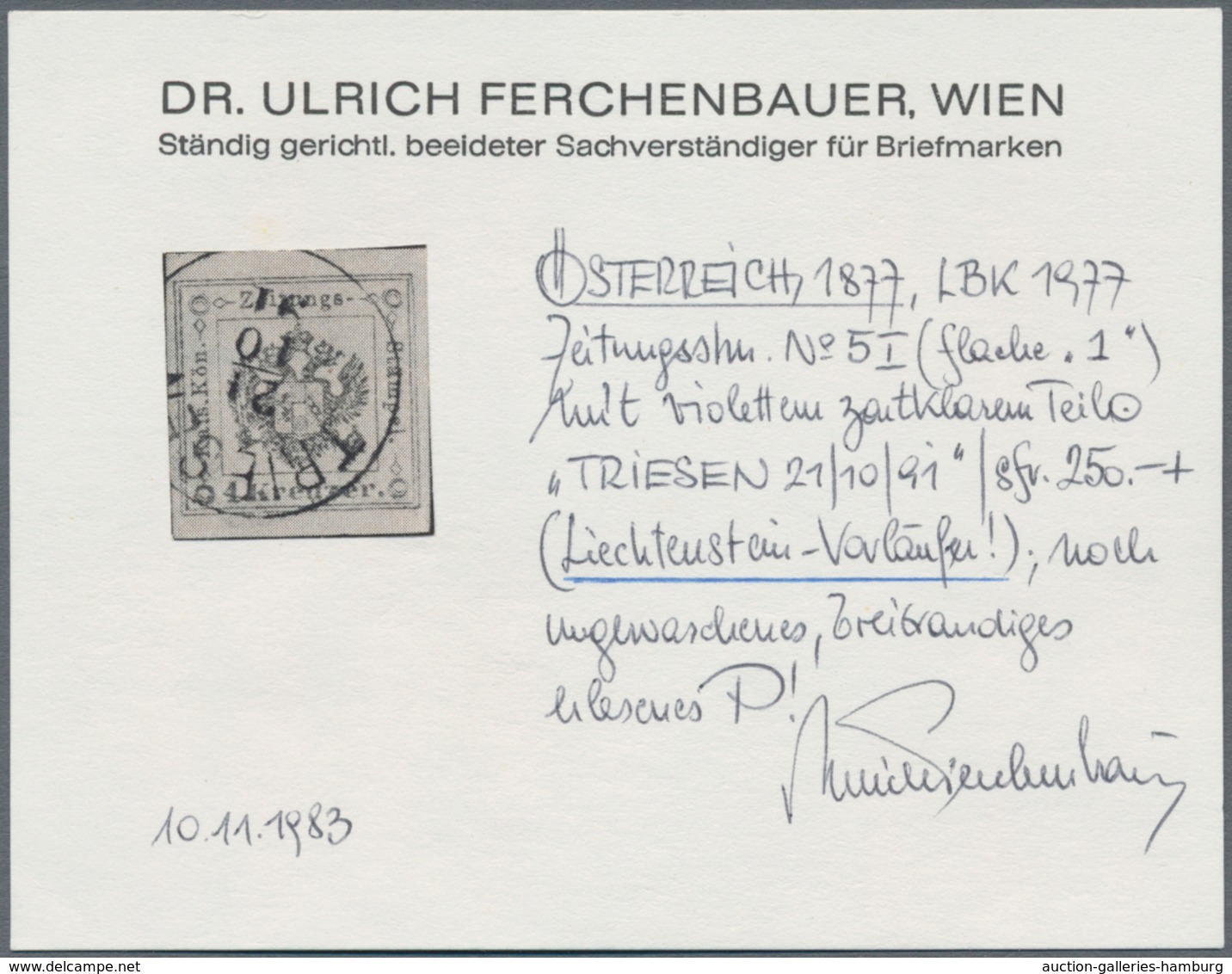 Österreich - Verwendung In Liechtenstein: 1877, Zeitungsstempelmarken 1 U. 2 Kr. Kl. Krone Gr. Wappe - Andere & Zonder Classificatie