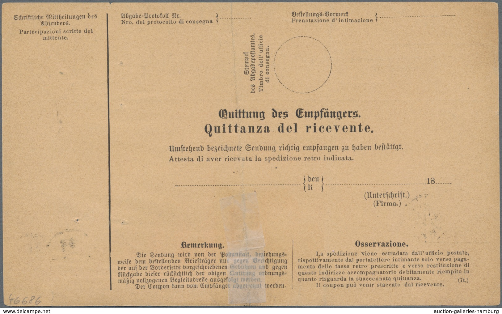 Österreich - Verwendung In Liechtenstein: 1881, Postbegleitadresse Dt.-ital.-Text (Mittelbug Und Ein - Otros & Sin Clasificación