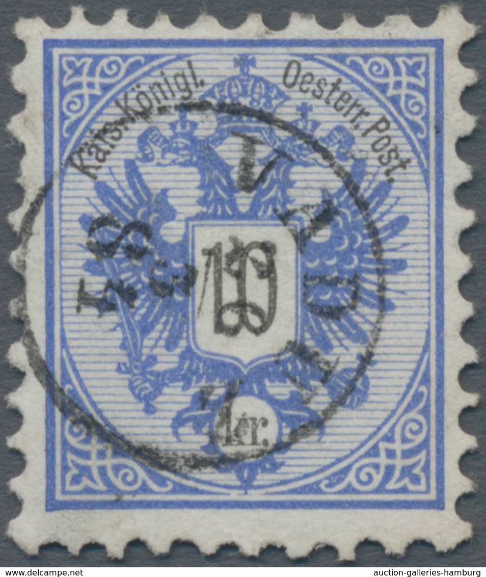 Österreich - Verwendung In Liechtenstein: 1883, 10 Kr. Blau Doppeladler, Gez. 9 1/2, Kab.stück, Tief - Sonstige & Ohne Zuordnung