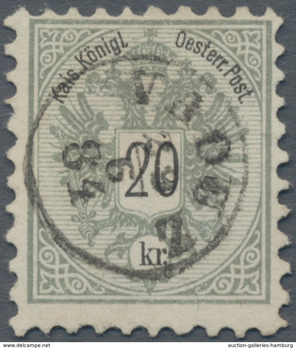 Österreich - Verwendung In Liechtenstein: 1883, 20 Kr. Grau Doppeladler, Gez. 9 1/2, Kab.stück, Lt. - Otros & Sin Clasificación