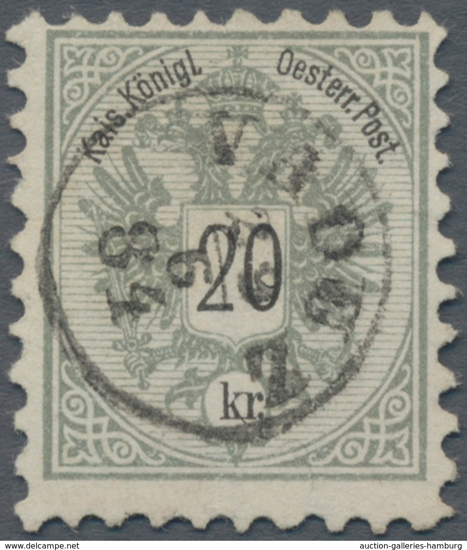 Österreich - Verwendung In Liechtenstein: 1883, 20 Kr. Grau Doppeladler, Gez. 9 1/2, Kab.stück, Lt. - Sonstige & Ohne Zuordnung