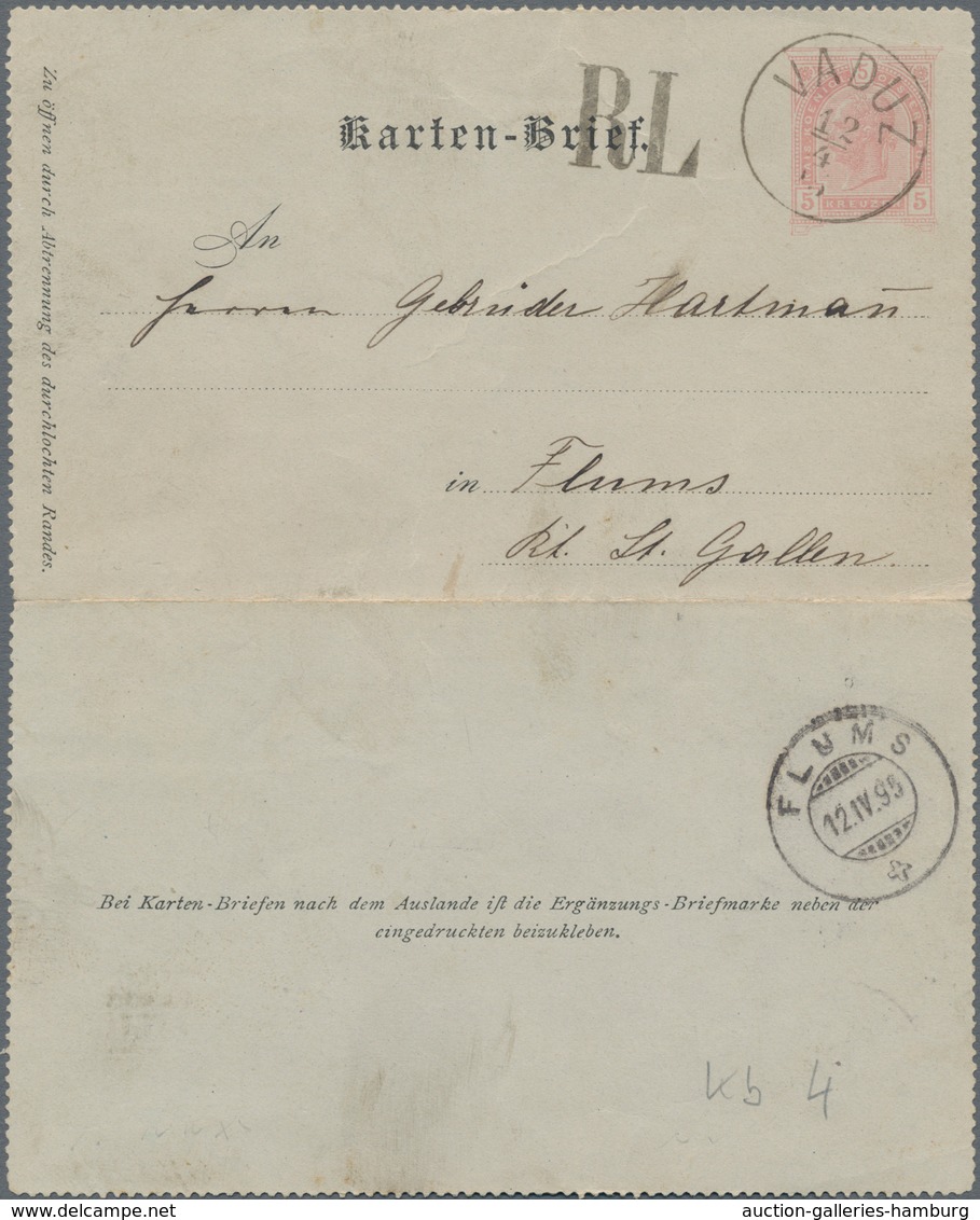 Österreich - Verwendung In Liechtenstein: 1895, Ganzsachen-Kartenbrief 5 Kr. Kaiserkopf Türbogenmust - Sonstige & Ohne Zuordnung