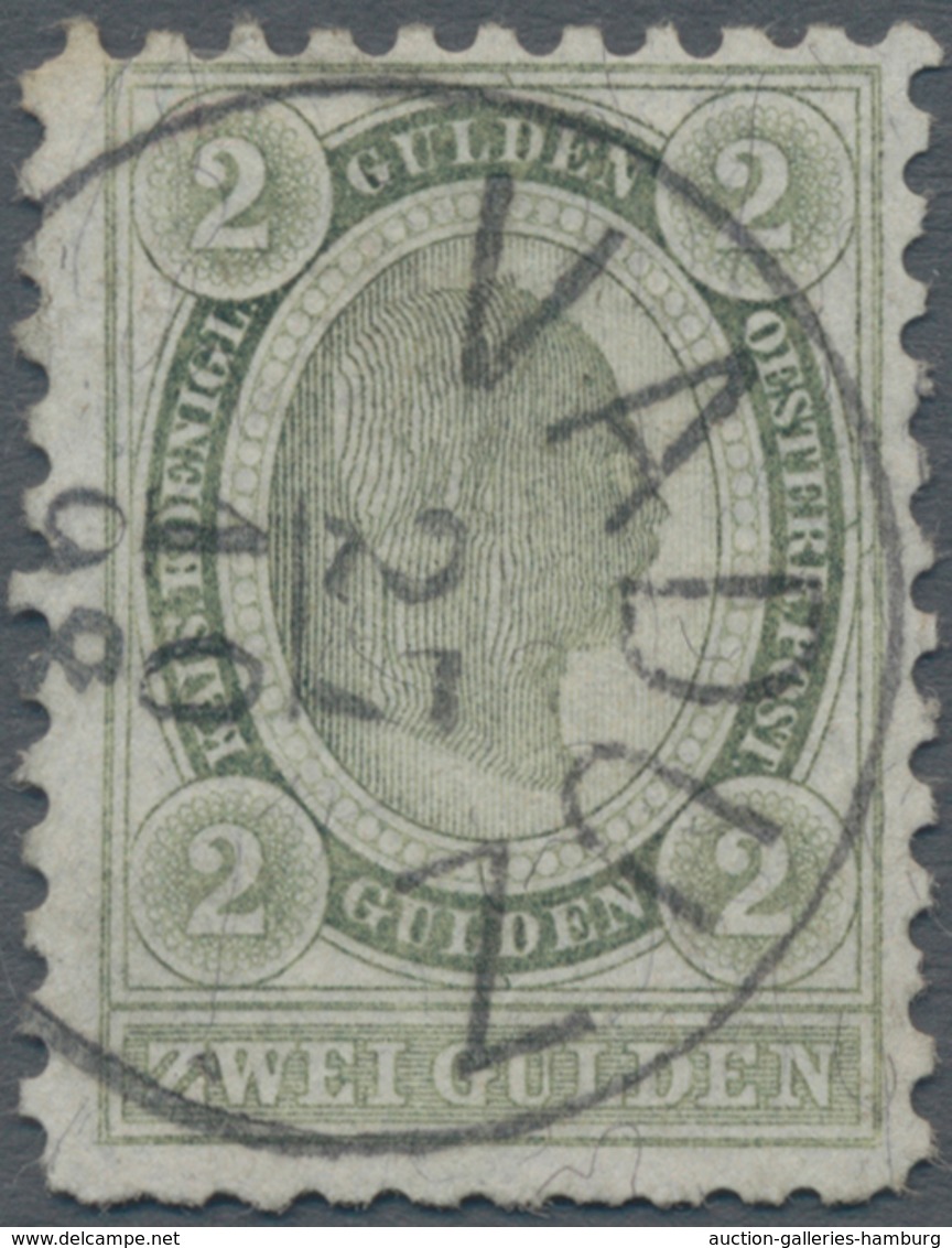 Österreich - Verwendung In Liechtenstein: 1896, 2 Gulden Grün Kaiserkopf Im Oval, Unten Etwas Unrege - Sonstige & Ohne Zuordnung
