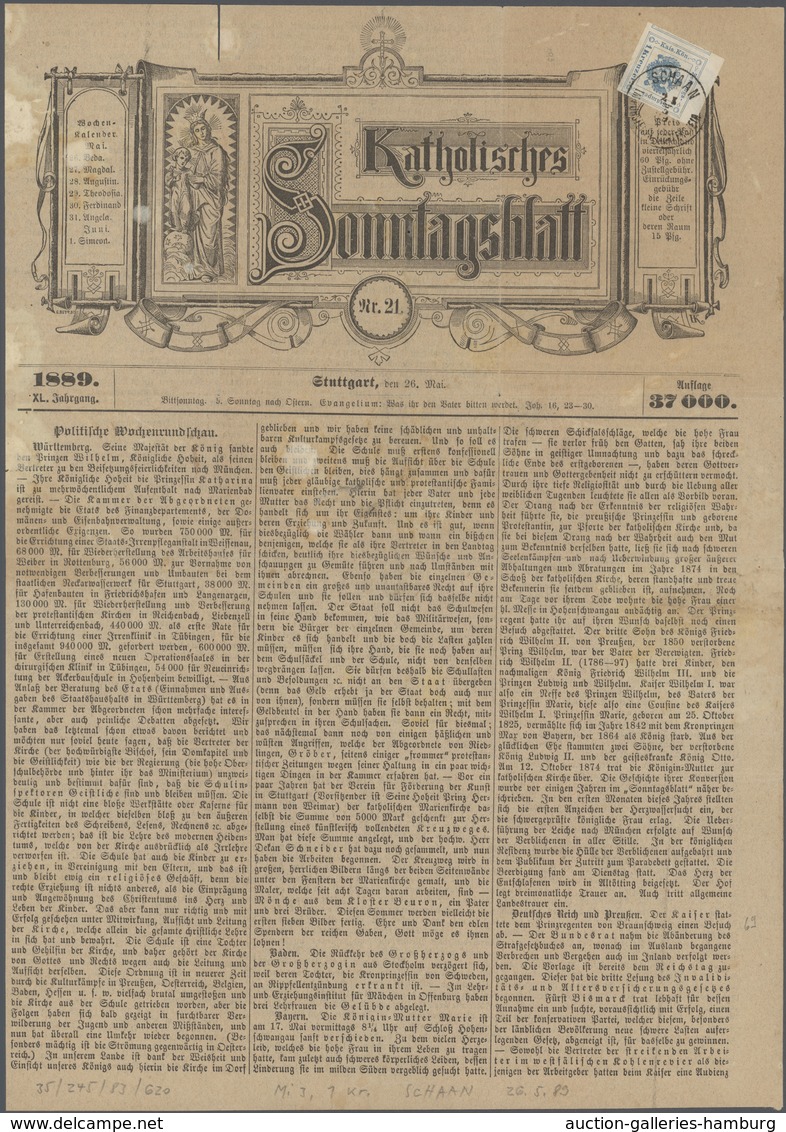Österreich - Verwendung In Liechtenstein: 1899, Zeitungsstempelmarke 1 Kr. Blau Kl. Krone Gr. Wappen - Andere & Zonder Classificatie