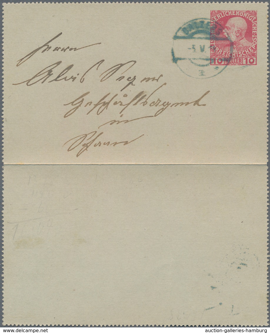 Österreich - Verwendung In Liechtenstein: 1908, Ganzsachen-Kartenbrief 10 Heller Rot Kaiserbild Von - Sonstige & Ohne Zuordnung
