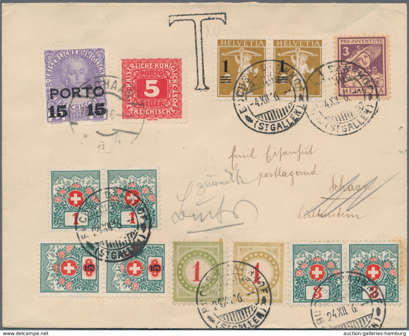 Österreich - Verwendung In Liechtenstein: 1916, Portomarken 15 A. 36 H. Violett Und 5 H. Ziffer Rot - Other & Unclassified