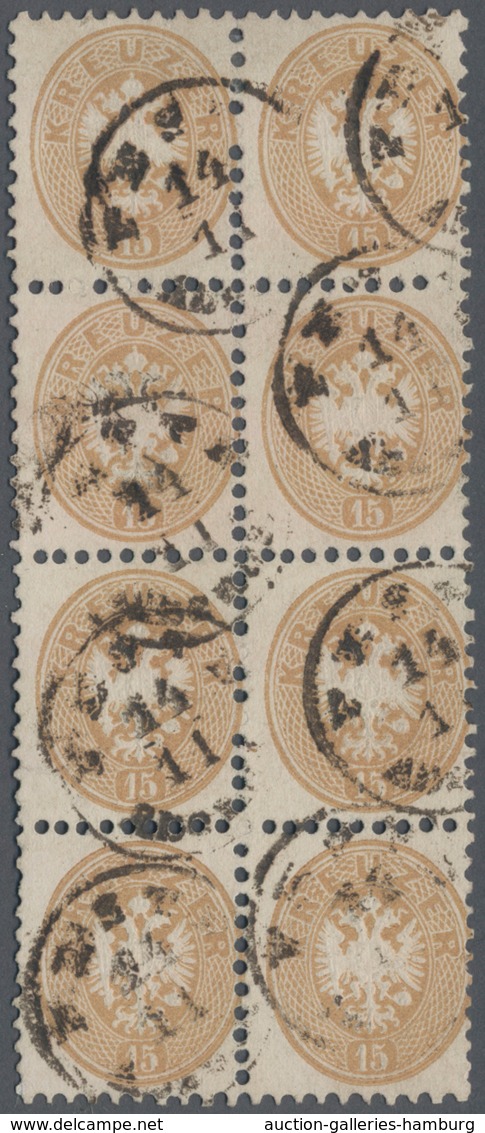 Österreich - Verwendung In Ungarn: 1863/1864, 15 Kr. Braun Im Senkrechten 8er-Block, Farbfrisch Und - Otros & Sin Clasificación