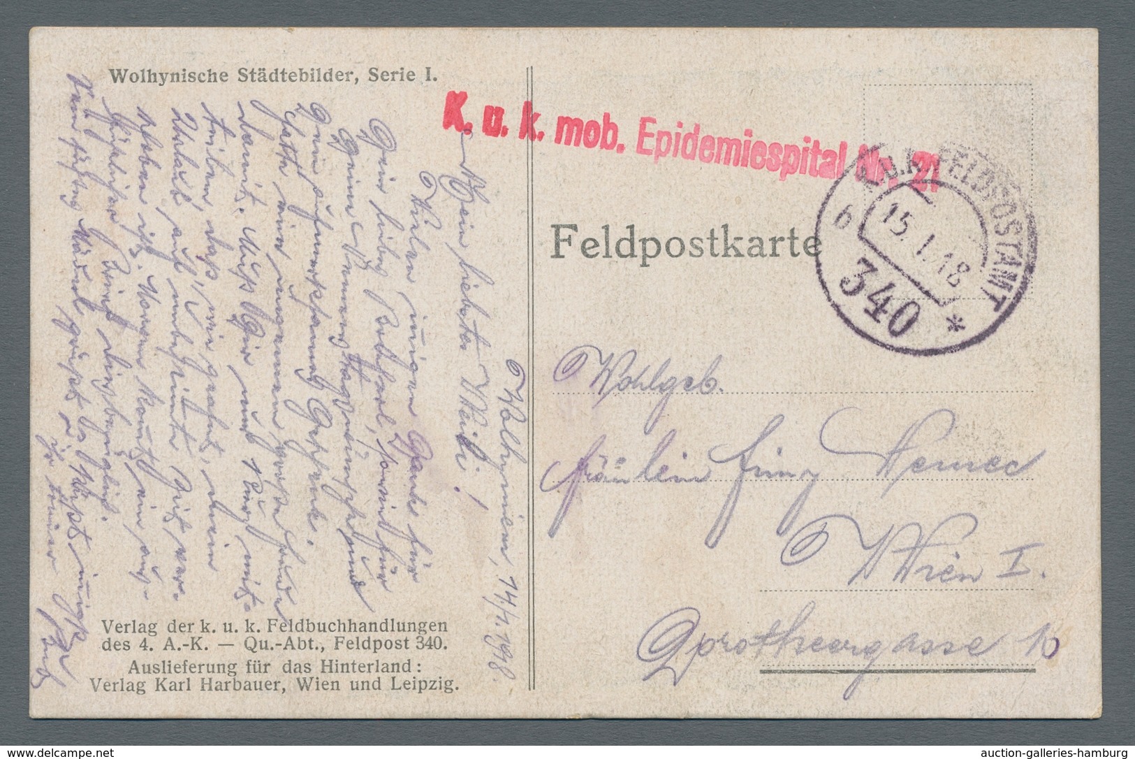 Österreich - Militärpost / Feldpost: 1915-1918, interessante Partie von neun österreichischen Feldpo