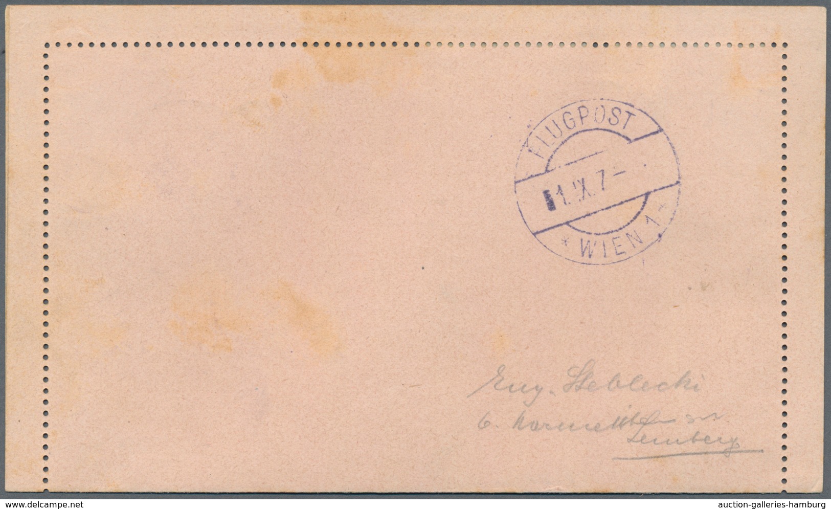 Österreich - Flugpost: 1918. 45 H Blau/hellrose Kartenbrief, Als Luftpost-Einschreiben Nach Wien, Au - Sonstige & Ohne Zuordnung