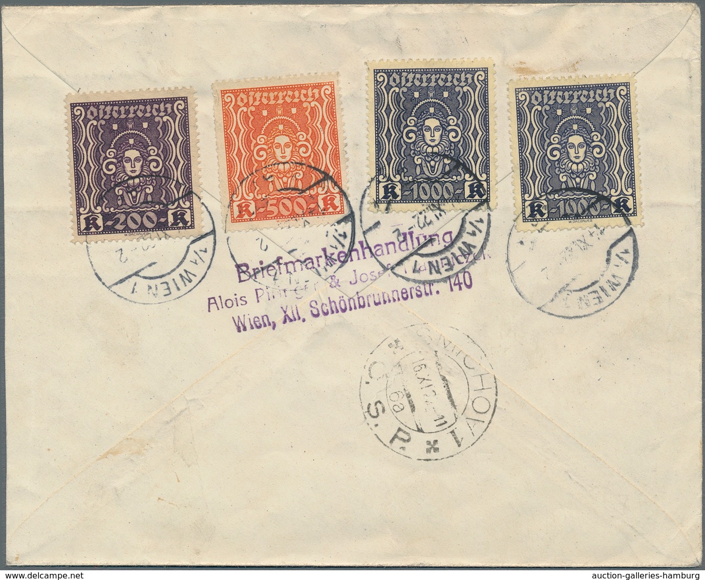 Österreich - Flugpost: 1922, R-Flugpostbrief Mit 8100 Kr.-Frankatur Vs. Und Rs. Von "WIEN 15.XI.22" - Sonstige & Ohne Zuordnung