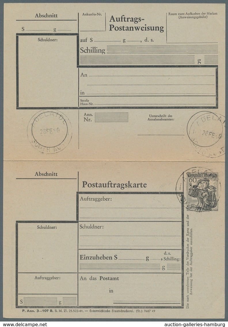 Österreich - Ganzsachen: 1950/51, Trachten Korrespondenzkarte 30 Gr. Violett, Postauftragskarte 60 G - Sonstige & Ohne Zuordnung