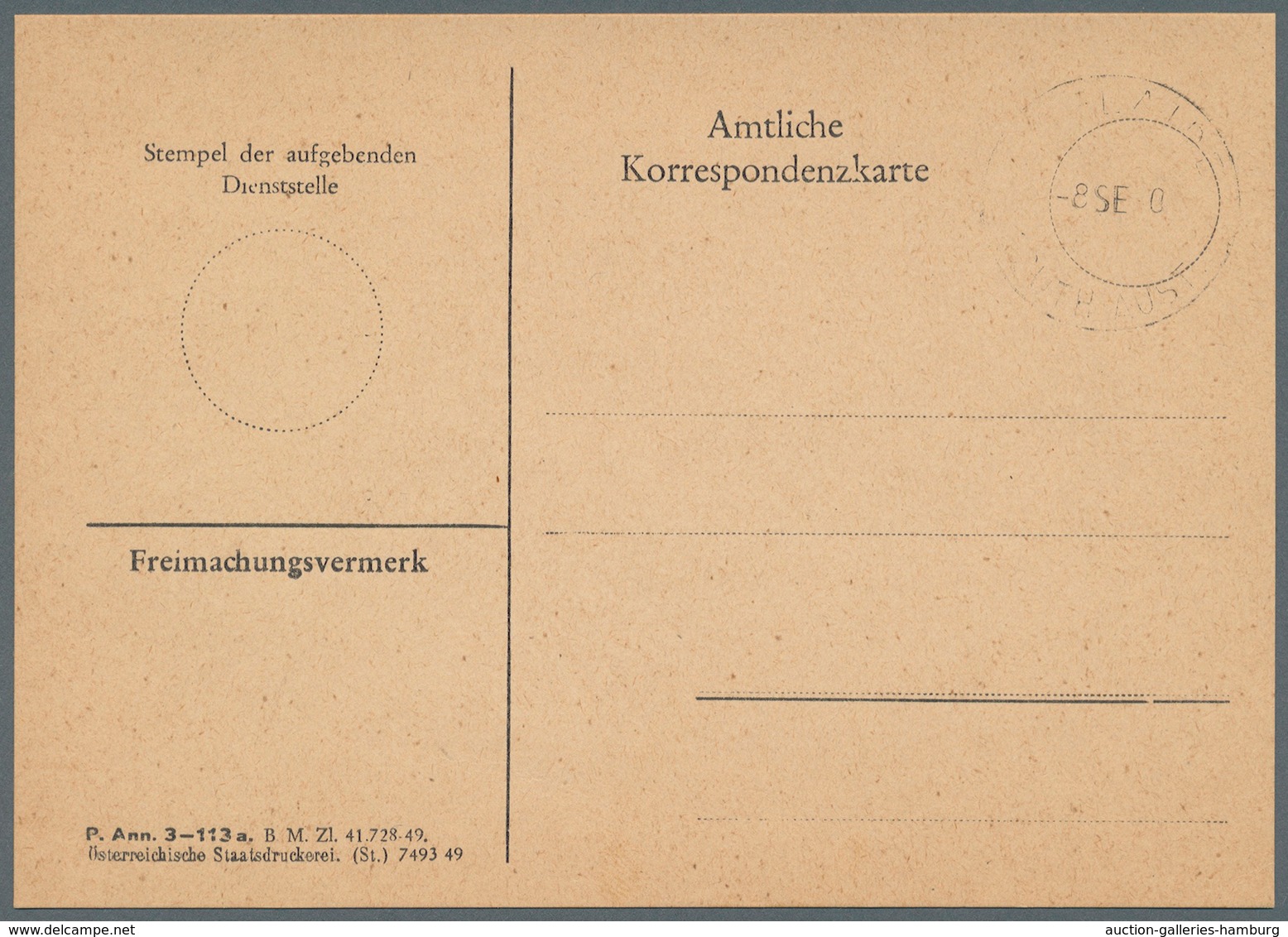 Österreich - Ganzsachen: 1950/51, Trachten Korrespondenzkarte 30 Gr. violett, Postauftragskarte 60 G