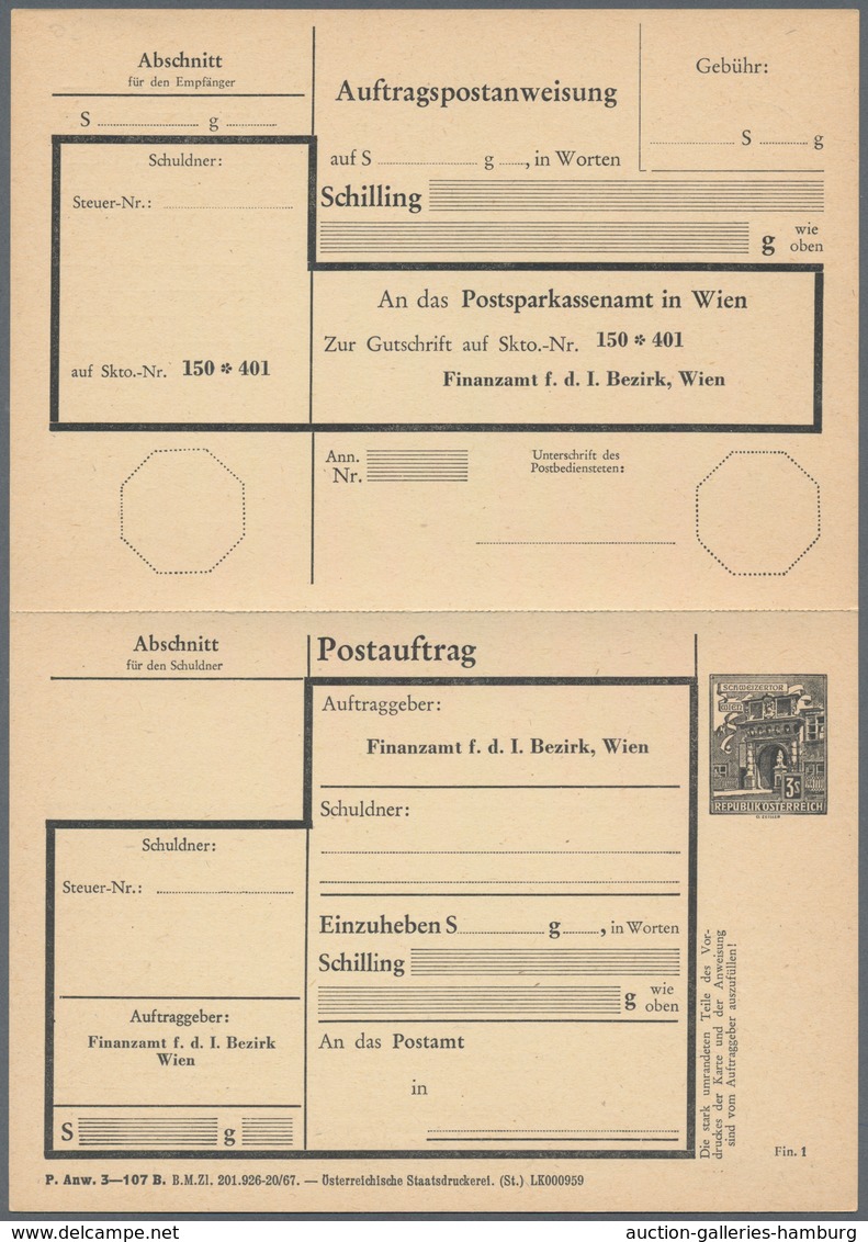 Österreich - Ganzsachen: 1967/1972, POSTAUFTRAG 'Bauten' 3 S. Schwarz In Drei Unterschiedl. Typen Mi - Sonstige & Ohne Zuordnung