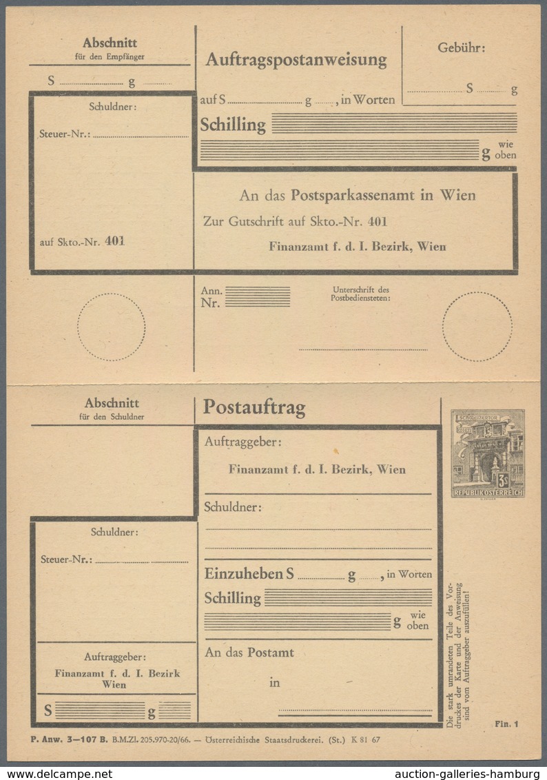 Österreich - Ganzsachen: 1967/1972, POSTAUFTRAG 'Bauten' 3 S. Schwarz In Drei Unterschiedl. Typen Mi - Other & Unclassified