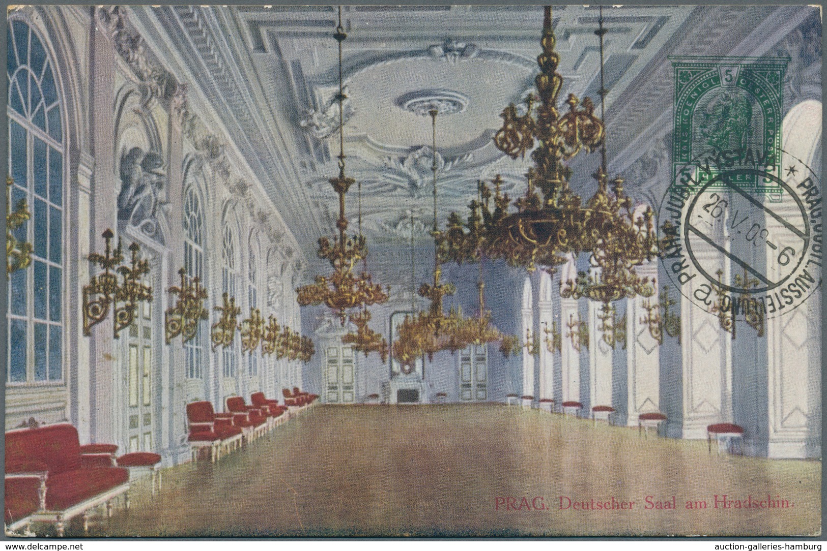 Österreich - Privatganzsachen: 1908. Privat-Postkarte 5 H Franz Joseph Mit Rs. Farb-Abb. "Prag. Deut - Andere & Zonder Classificatie