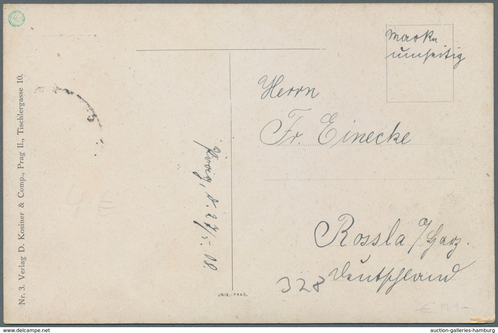 Österreich - Privatganzsachen: 1908. Privat-Postkarte 5 H Franz Joseph Mit Rs. Farb-Abb. "Prag. Deut - Otros & Sin Clasificación