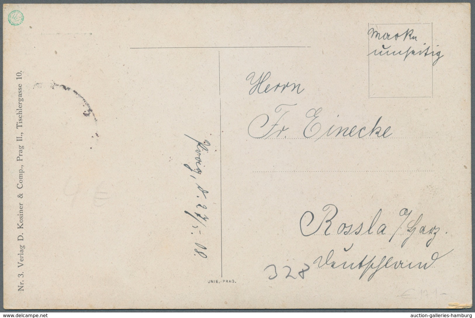 Österreich - Privatganzsachen: 1908. Privat-Postkarte 5 H Franz Joseph Mit Rs. Farb-Abb. "Prag. Deut - Andere & Zonder Classificatie