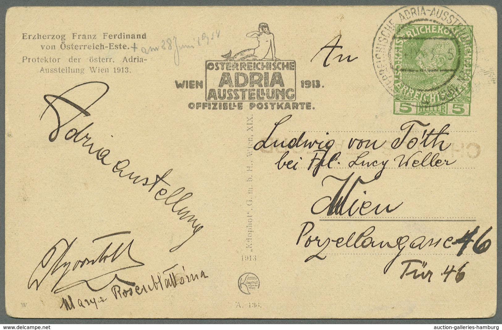 Österreich - Privatganzsachen: 1913 (14.6.-5.10.), Fünf Offizielle Ausstellungs-Postkarten Zur öster - Sonstige & Ohne Zuordnung