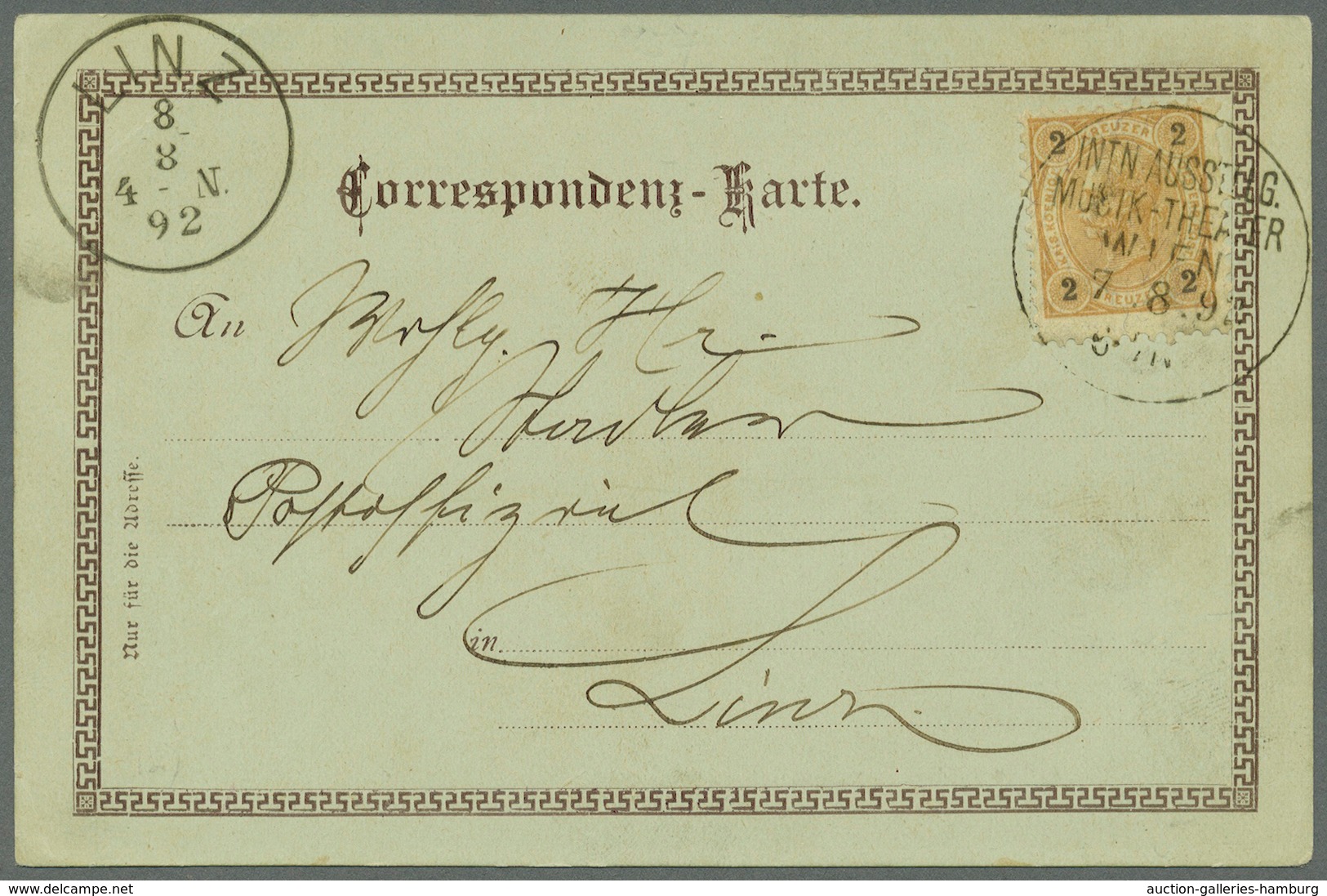 Österreich - Sonderstempel: 1892 (7.8.), Zwei Ansichtskarten 'Alt-Wien' (grünlicher Bzw. Weißer Kart - Máquinas Franqueo (EMA)