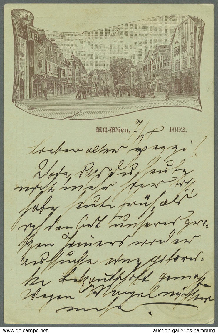 Österreich - Sonderstempel: 1892 (7.8.), Zwei Ansichtskarten 'Alt-Wien' (grünlicher Bzw. Weißer Kart - Maschinenstempel (EMA)