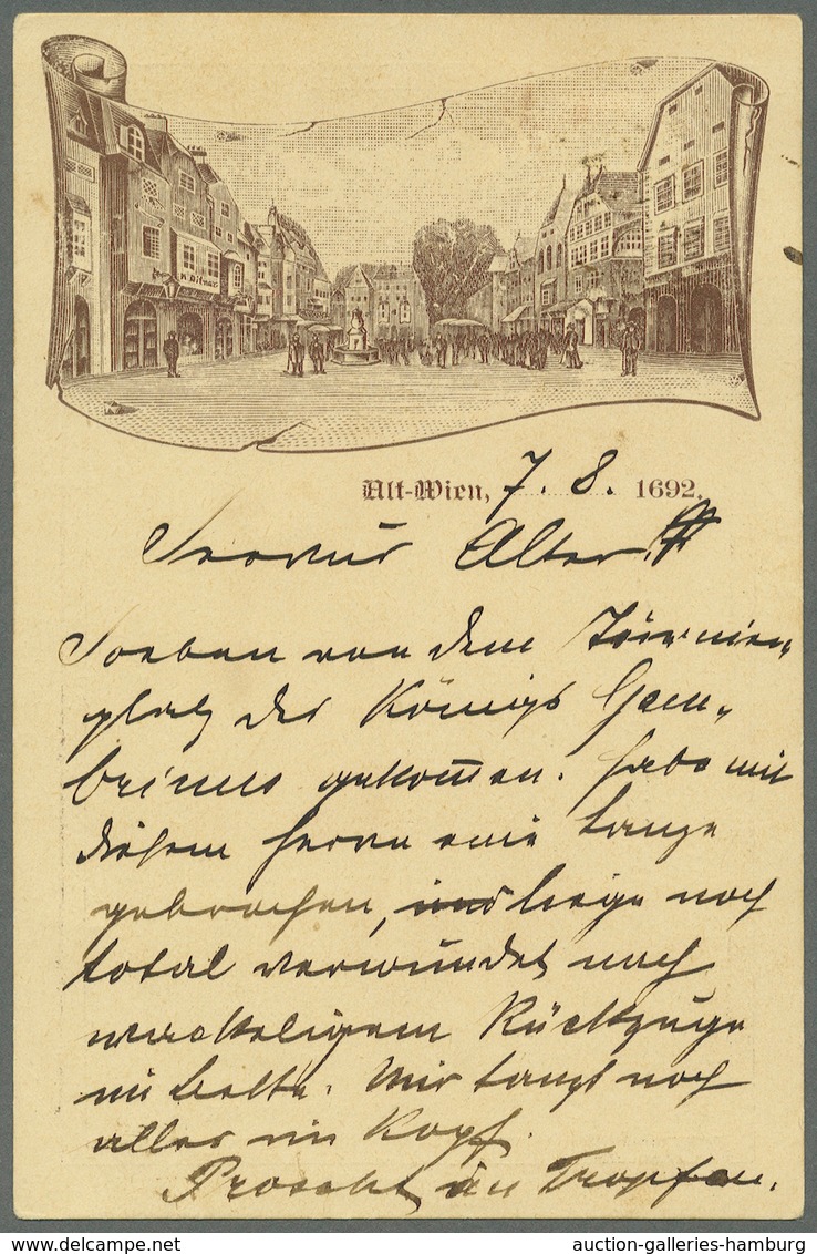 Österreich - Sonderstempel: 1892 (7.8.), Zwei Ansichtskarten 'Alt-Wien' (grünlicher Bzw. Weißer Kart - Máquinas Franqueo (EMA)