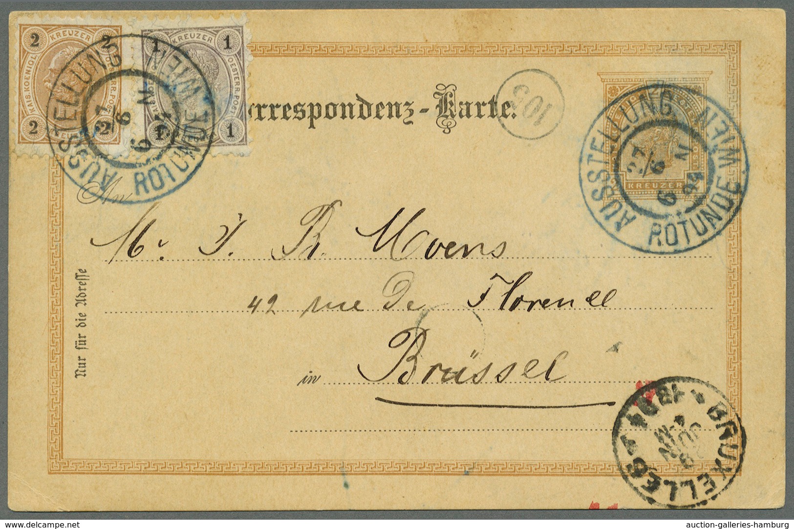 Österreich - Sonderstempel: 1894 (27.6.), Correspondenz-Karte 2 Kr. Braun Mit Zusatzfrankatur 2 Kr. - Maschinenstempel (EMA)