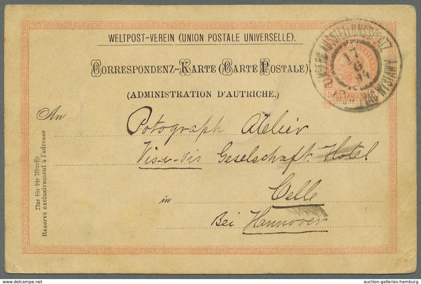 Österreich - Sonderstempel: 1894 (17.6.), Weltpostvereins-Correspondenz-Karte 5 Kr. Rosa Von Lemberg - Franking Machines (EMA)