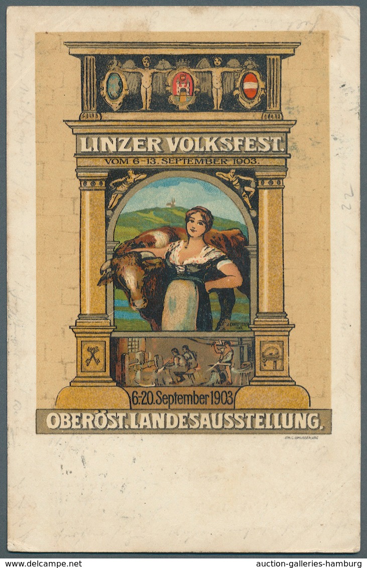 Österreich - Sonderstempel: LINZ: 1903 (11.9.), Ausstellungskarte 'Linzer Volksfest / Oberöst. Lande - Machines à Affranchir (EMA)