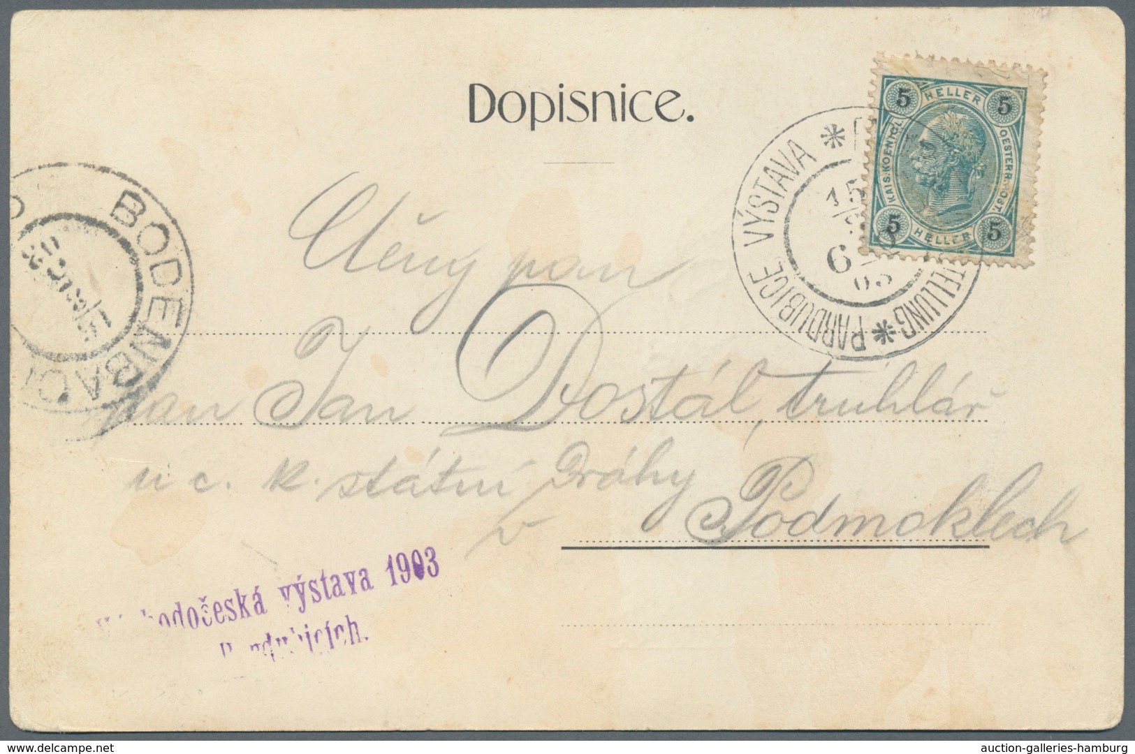 Österreich - Sonderstempel: 1903 (9. Bis 15.8.), Vier Verschiedene Ausstellungskarten (Lesnicky Pavi - Máquinas Franqueo (EMA)