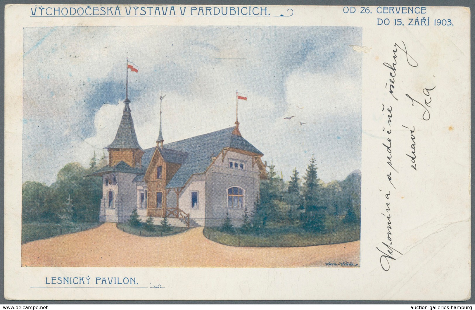 Österreich - Sonderstempel: 1903 (9. bis 15.8.), vier verschiedene Ausstellungskarten (Lesnicky Pavi