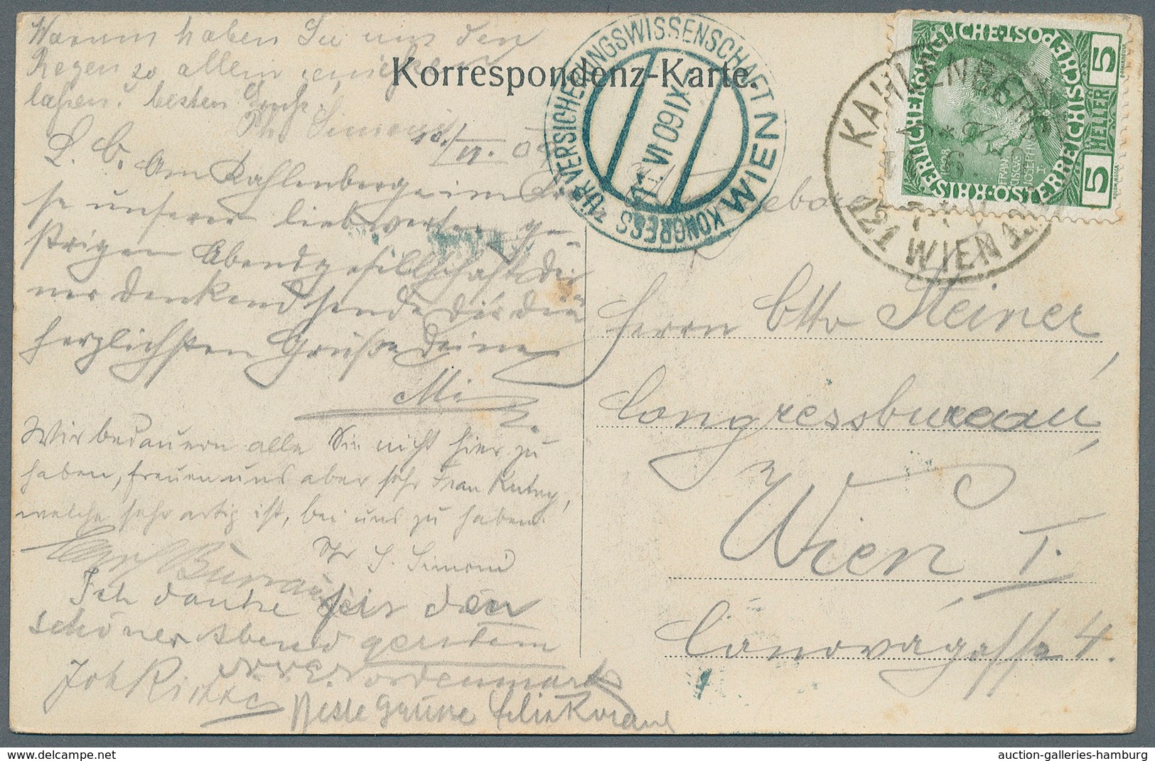 Österreich - Sonderstempel: 1909 (11.6.), Ansichtskarte Mit 5 H.-Frankatur Mit Klaren So.-Stpl. 'KON - Machines à Affranchir (EMA)