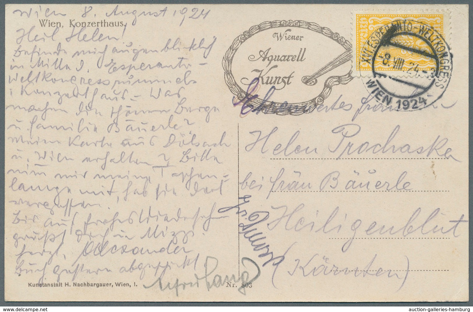 Österreich - Sonderstempel: 1924 (7./8.8.), Zwei Ansichtskarten Mit Einzelfrankatur 500 Kr. Gelb Nac - Machines à Affranchir (EMA)