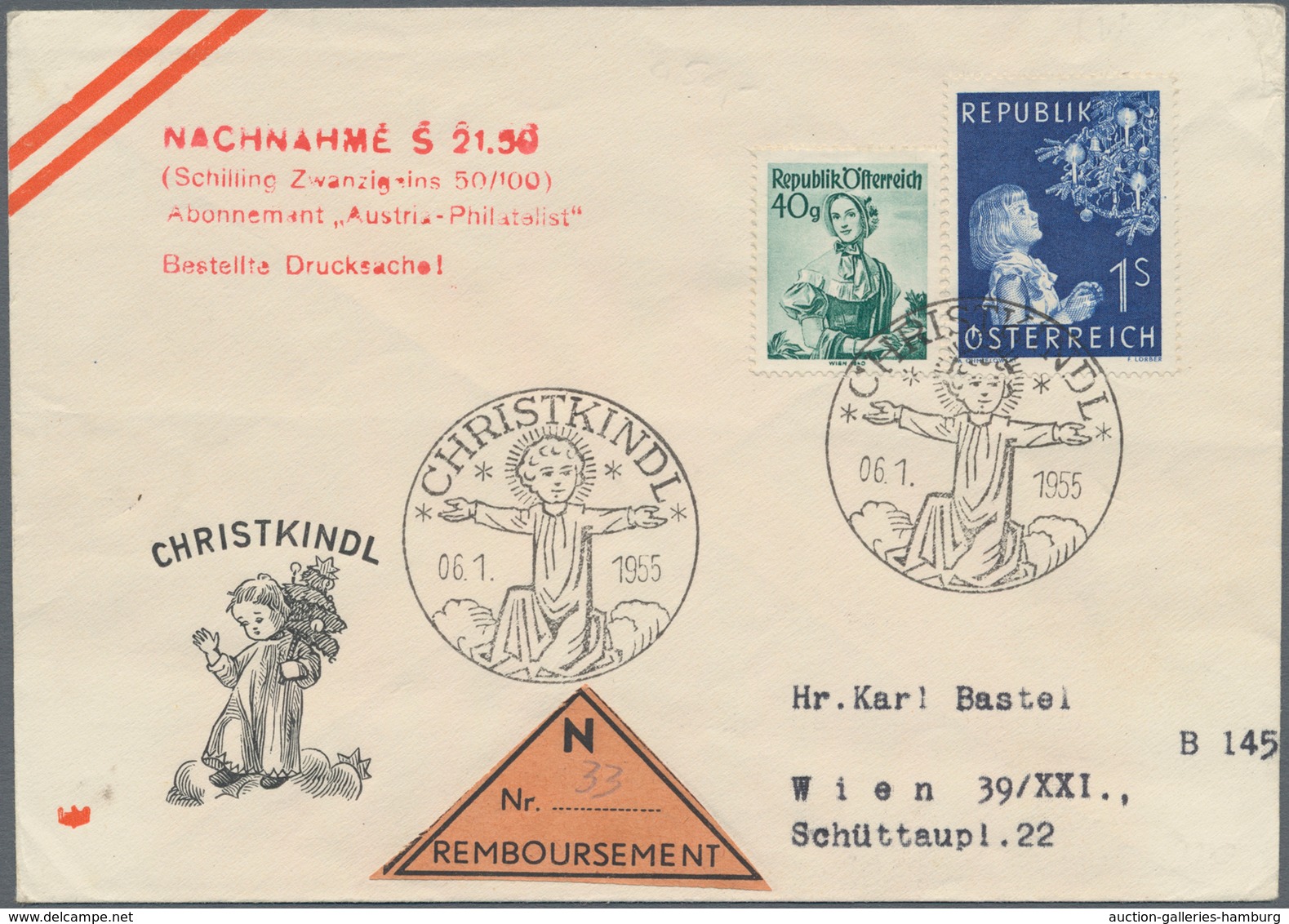 Österreich - Sonderstempel: CHRISTLKINDL, 1953/1955, Partie Mit 3 Nachnahme-Briefen Für Das Abonneme - Máquinas Franqueo (EMA)