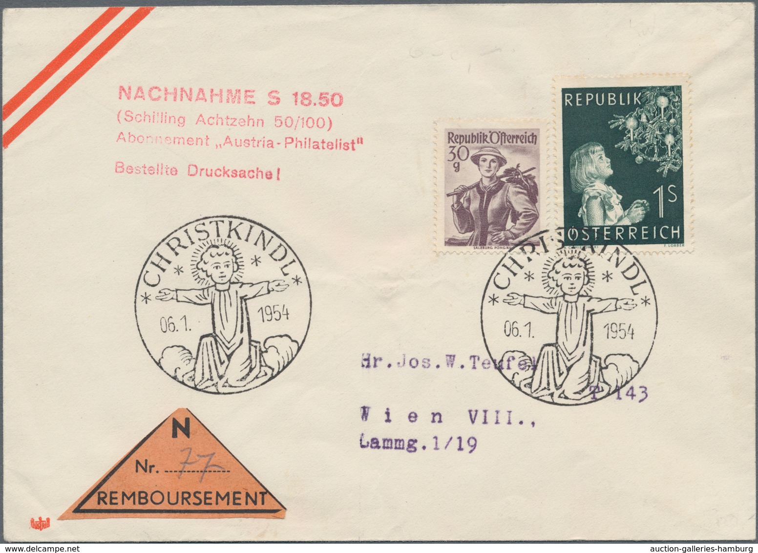 Österreich - Sonderstempel: CHRISTLKINDL, 1953/1955, Partie Mit 3 Nachnahme-Briefen Für Das Abonneme - Máquinas Franqueo (EMA)