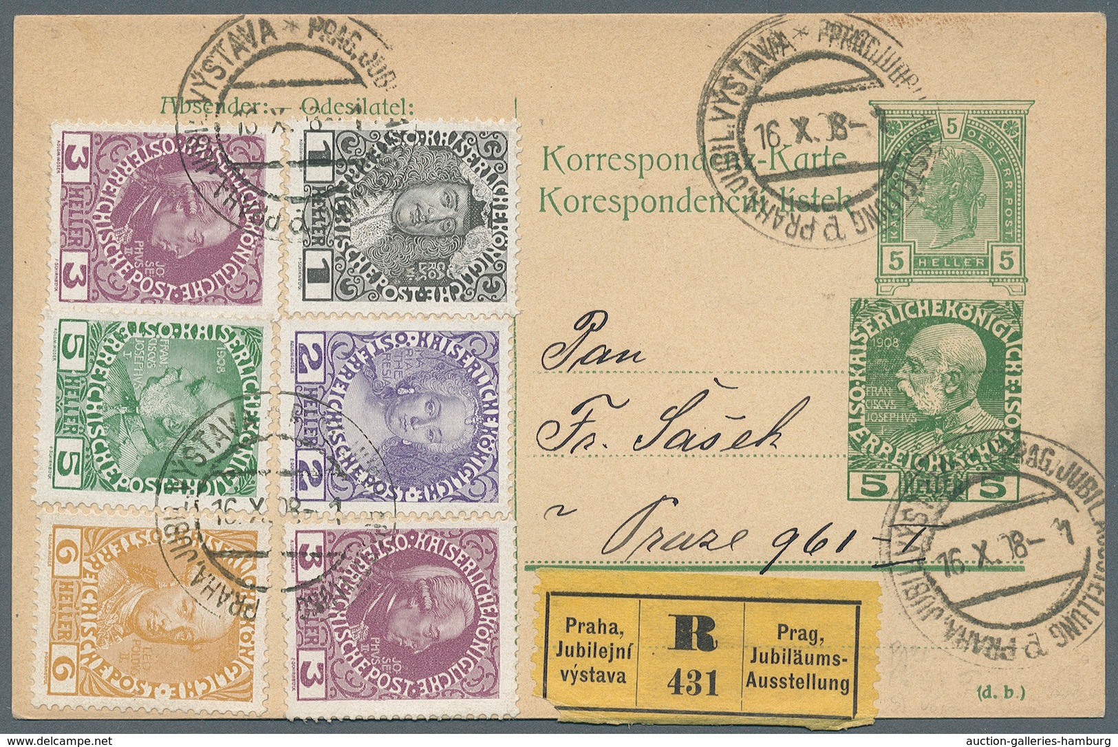 Österreich - Sondereinschreiben: 1908 (16.10.), Correspondenz-Karte 5 H. Grasgrün (d. B.) Mit Weiter - Andere & Zonder Classificatie