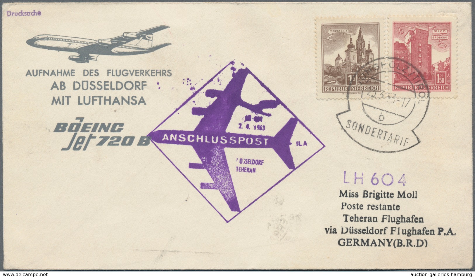 Österreich - Besonderheiten: 1962/1966, 5 Luftpost-Briefe aus Jungholz (Zolllanschlußgebiet) mit Ste